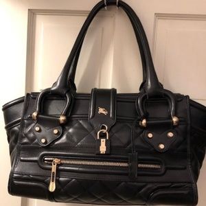 Burberry Black Quilted Leather Manor Bag